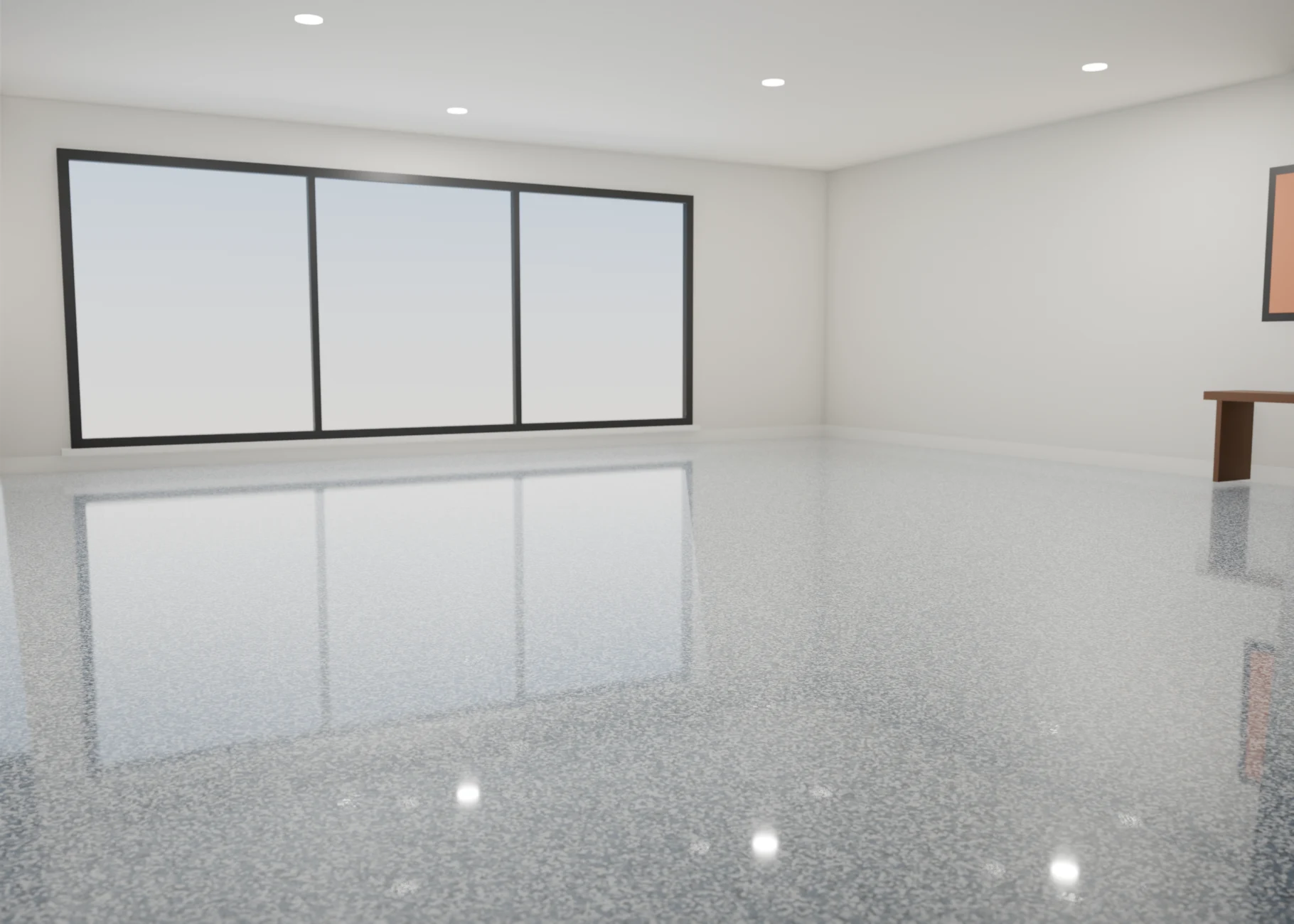 Tidewater full-flake epoxy floor in a family room